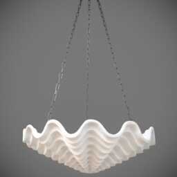 Large Plaster & Bronze Clam Chandelier Pendant Light - thumbnail 2