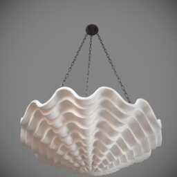 Large Plaster & Bronze Clam Chandelier Pendant Light - thumbnail 3
