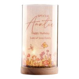 Personalised Auntie Gift Floral Lamp With Wood Base Led Night Light - thumbnail 3