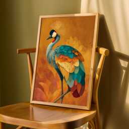 Crowned Crane Art Print Colorful Bird Illustration - Poster Only - thumbnail 3