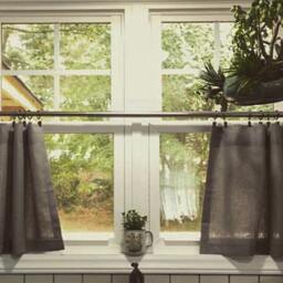 European Linen Cafe Curtain Farmhouse Style Valance - thumbnail 2