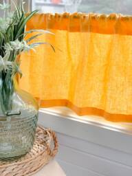 European Linen Cafe Curtain Farmhouse Style Valance - thumbnail 1