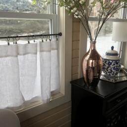 European Linen Cafe Curtain Farmhouse Style Valance - thumbnail 3