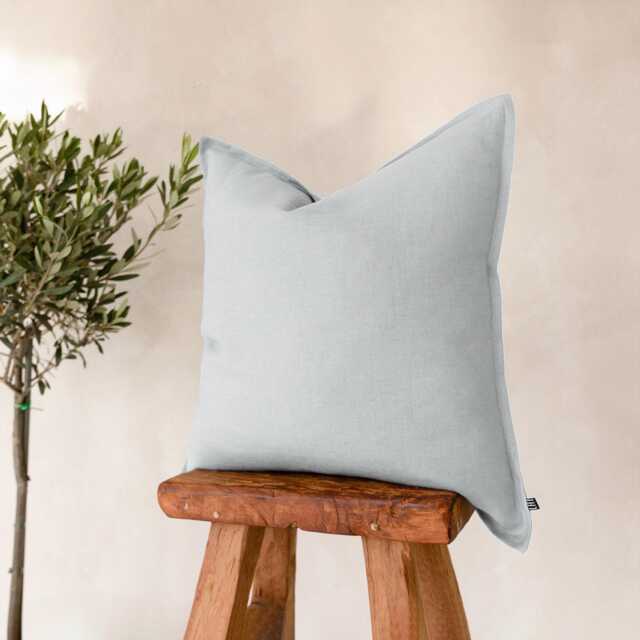 Dove Grey Linen Pillow Cover, Soft Throw Cushion, Handmade Pillows, Home Decor - image 1