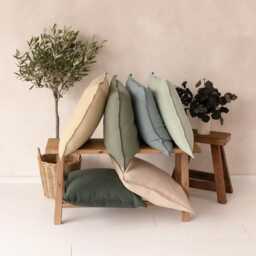 Dove Grey Linen Pillow Cover, Soft Throw Cushion, Handmade Pillows, Home Decor - thumbnail 3