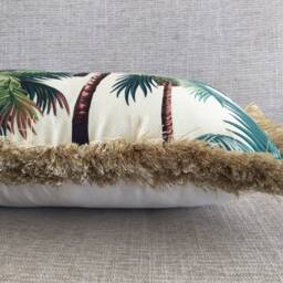 Tropical Palm Print Cushion Cover, Retro Hawaiian Decor - thumbnail 2