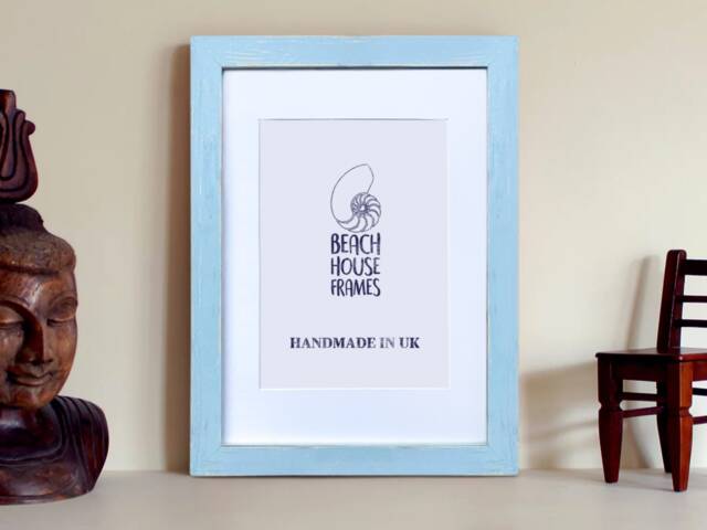 6x8 Picture Frame Rustic Sky Blue Photo 8x6 Vintage Wedding Gift Wall Decor Shabby Chic - image 1
