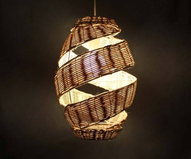 Handmade Creative Rattan Pendant Lights-Wave Lampshade-Lighting Fixture-Bar Lighting-Vintage Lamp-Rural Lighting-110-240V - image 1