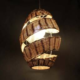 Handmade Creative Rattan Pendant Lights-Wave Lampshade-Lighting Fixture-Bar Lighting-Vintage Lamp-Rural Lighting-110-240V - thumbnail 2