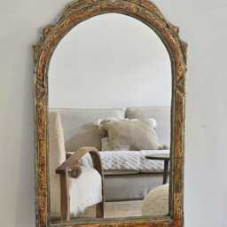 Moroccan Oriental Mirror With Cow Bone Frame - Arched Door-Shaped Handmade Wall Decor - thumbnail 4
