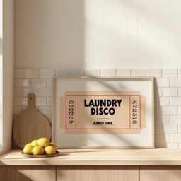 Laundry Disco Print - Retro Ticket Utility Room Wall Art Funny Poster - thumbnail 3