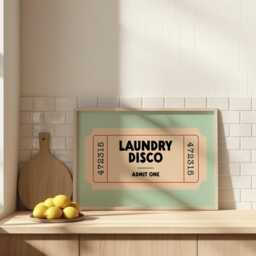 Laundry Disco Print - Retro Ticket Utility Room Wall Art Funny Poster - thumbnail 2