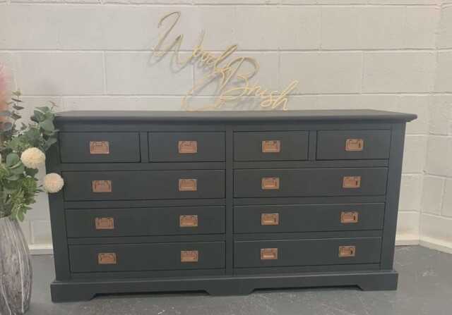 Large Painted Chest Of Drawers Merchant Ash Black Copper Handles - image 1