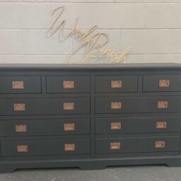 Large Painted Chest Of Drawers Merchant Ash Black Copper Handles - thumbnail 3