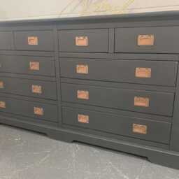Large Painted Chest Of Drawers Merchant Ash Black Copper Handles - thumbnail 2