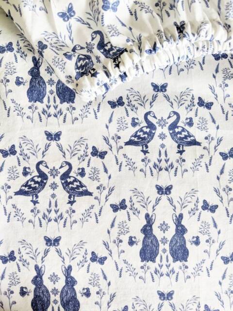 Farmhouse Nursery Fitted Crib Sheet Navy Blue Toile Damask - image 1