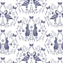 Farmhouse Nursery Fitted Crib Sheet Navy Blue Toile Damask - thumbnail 2