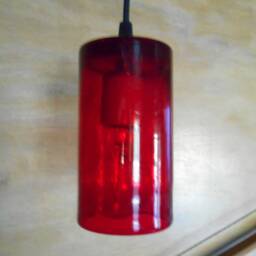 Glass Pendant Ceiling Light, With A Red Shade - thumbnail 2