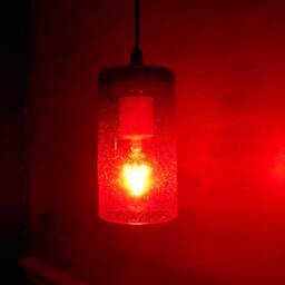 Glass Pendant Ceiling Light, With A Red Shade - thumbnail 3