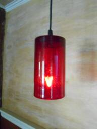 Glass Pendant Ceiling Light, With A Red Shade - thumbnail 1