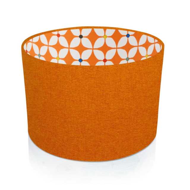 Shetland Orange Linen Drum Lampshade, Retro Floral Interior - image 1