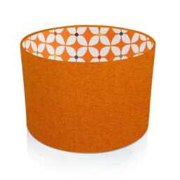 Shetland Orange Linen Drum Lampshade, Retro Floral Interior - thumbnail 1