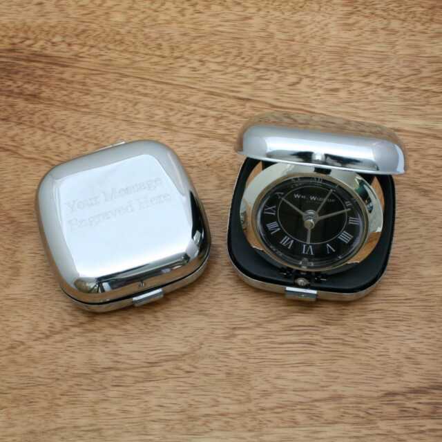 Personalised Flip Up Alarm Clock Portable Quartz Movement Birthday Gift Ac - image 1