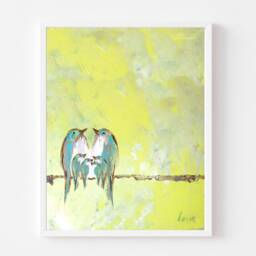 Blessed in The Lemon Chiffon Sky - Bird Family Print Nursery Art Bluebirds Gift Lovers - thumbnail 2