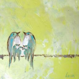 Blessed in The Lemon Chiffon Sky - Bird Family Print Nursery Art Bluebirds Gift Lovers - thumbnail 3