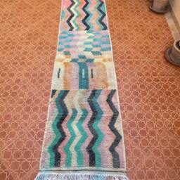 Handmade Wool Moroccan Runner Rug Flat Berber Entrance Rug - 2.6 X 9.7 Ft - thumbnail 3