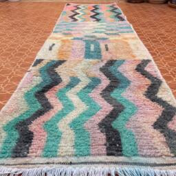 Handmade Wool Moroccan Runner Rug Flat Berber Entrance Rug - 2.6 X 9.7 Ft - thumbnail 2