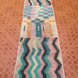 Handmade Wool Moroccan Runner Rug Flat Berber Entrance Rug - 2.6 X 9.7 Ft - thumbnail 4