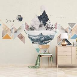 3D Marble Snow Mountain Wallpaper, Geometric Abstract Wall Art, Peel & Stick - thumbnail 2