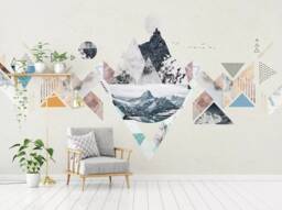 3D Marble Snow Mountain Wallpaper, Geometric Abstract Wall Art, Peel & Stick - thumbnail 1