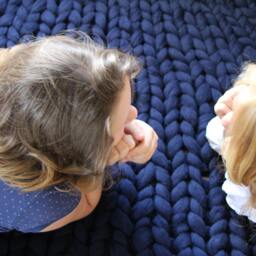 Super Chunky Merino Wool Knit Blanket, Bulky Throw - thumbnail 2