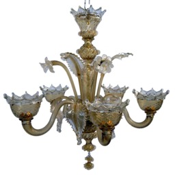 Classic Glass Chandelier, in Murano Blown Glass, Transparent Color