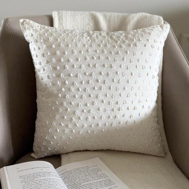 White Art Silk, Sequin Embellished Abstract Pattern, Modern Throw Pillow Cover/Euro Sham - Snow Queen - image 1