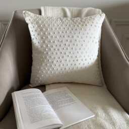 White Art Silk, Sequin Embellished Abstract Pattern, Modern Throw Pillow Cover/Euro Sham - Snow Queen - thumbnail 2