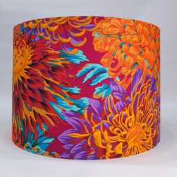 Bright Floral Kaffe Fassett Japanese Chrysanthemum Fabric Lampshade Red, Orange, Purple, Blue - thumbnail 2