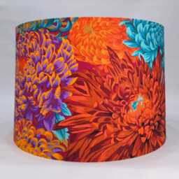 Bright Floral Kaffe Fassett Japanese Chrysanthemum Fabric Lampshade Red, Orange, Purple, Blue - thumbnail 3