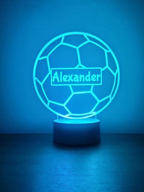 Personalised Football Led Night Light Remote Controlled, Laser Engraved - image 1