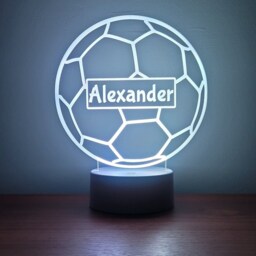 Personalised Football Led Night Light Remote Controlled, Laser Engraved - thumbnail 2