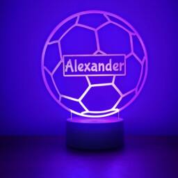 Personalised Football Led Night Light Remote Controlled, Laser Engraved - thumbnail 3