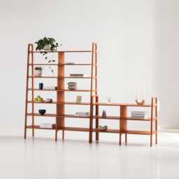 Handmade Mid Century Modern Bookshelf Set Wooden Customizable Handmade Furniture