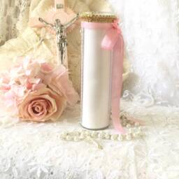 Virgin Mary Prayer Candle, Notre Dame, Shabby Chic Altar Decor - thumbnail 4