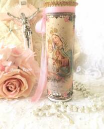 Virgin Mary Prayer Candle, Notre Dame, Shabby Chic Altar Decor