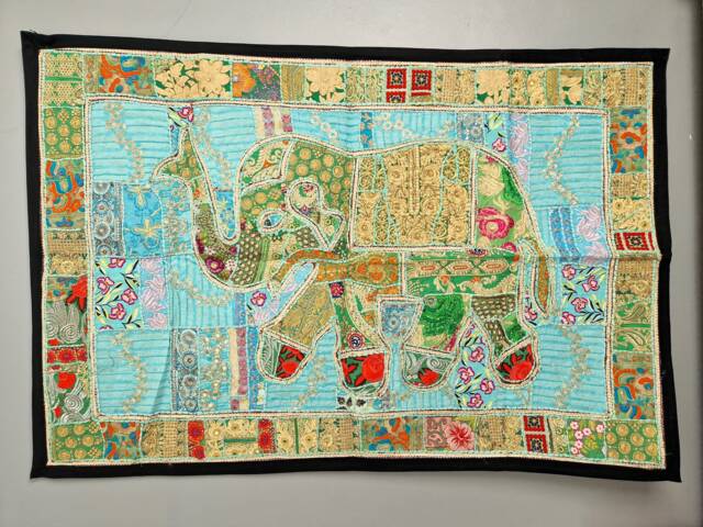 Large Patchwork Elephant Wall Hanging 100x150cm - image 1
