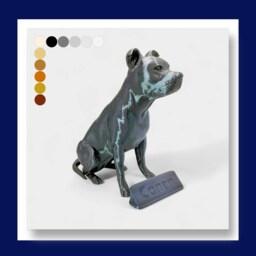 Ready To Post - Metallic Gunmetal Staffordshire Bull Terrier Dog Statue/Ornament Custom Personalisation - thumbnail 1
