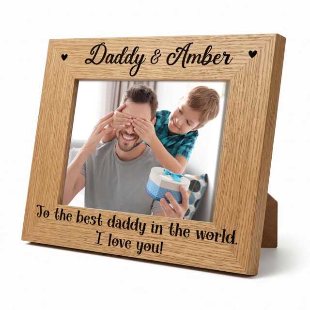 Personalized Daddy Photo Frame - Custom Name Engraved Wood Father's Day Gift From Kids - image 1