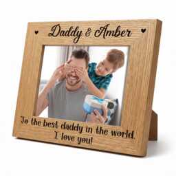 Personalized Daddy Photo Frame - Custom Name Engraved Wood Father's Day Gift From Kids